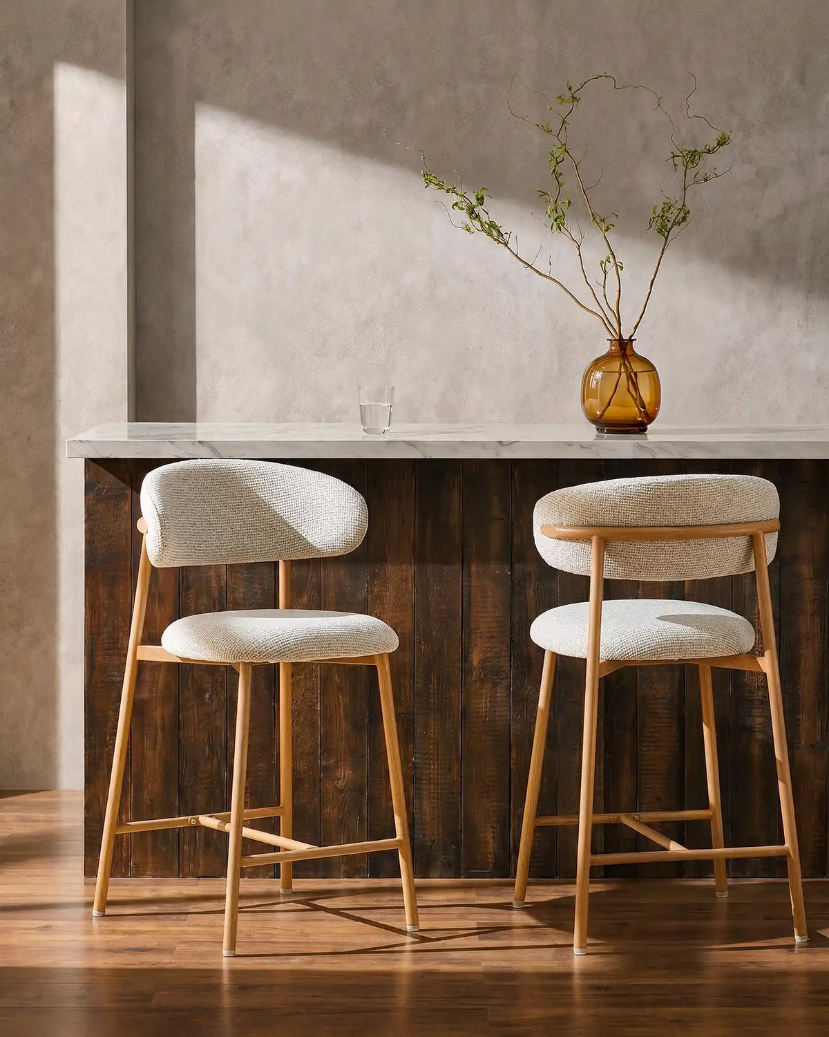 Rowan Oatmeal Chenille Bar Stools [65cm] [Pre-Order]-0