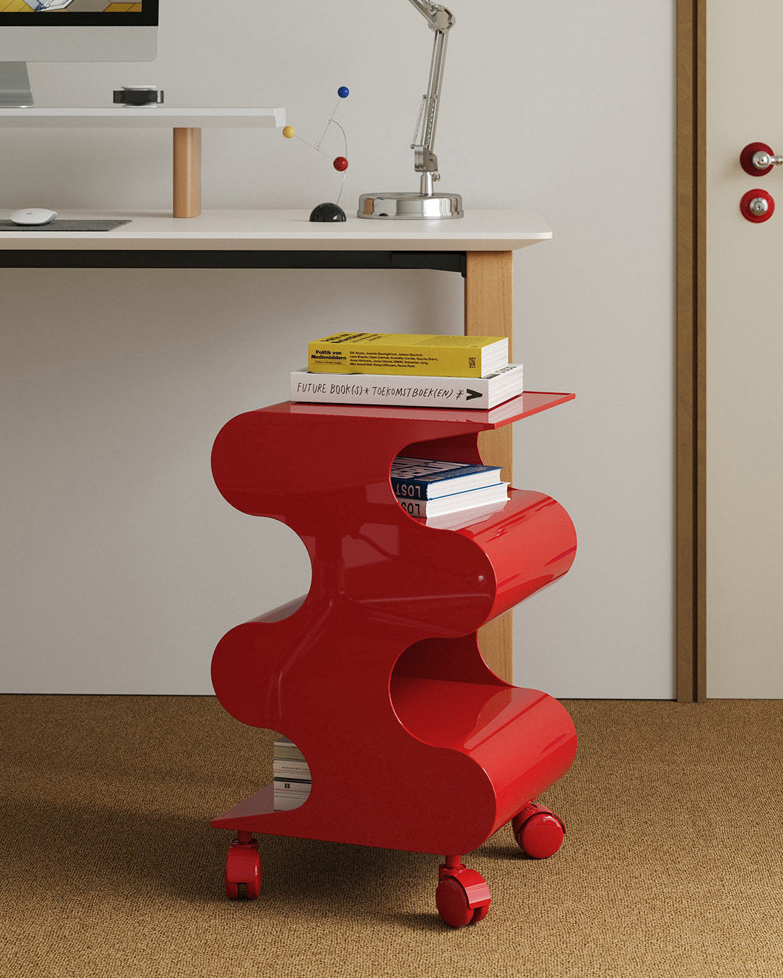 Modern Curved Rolling Cart-3