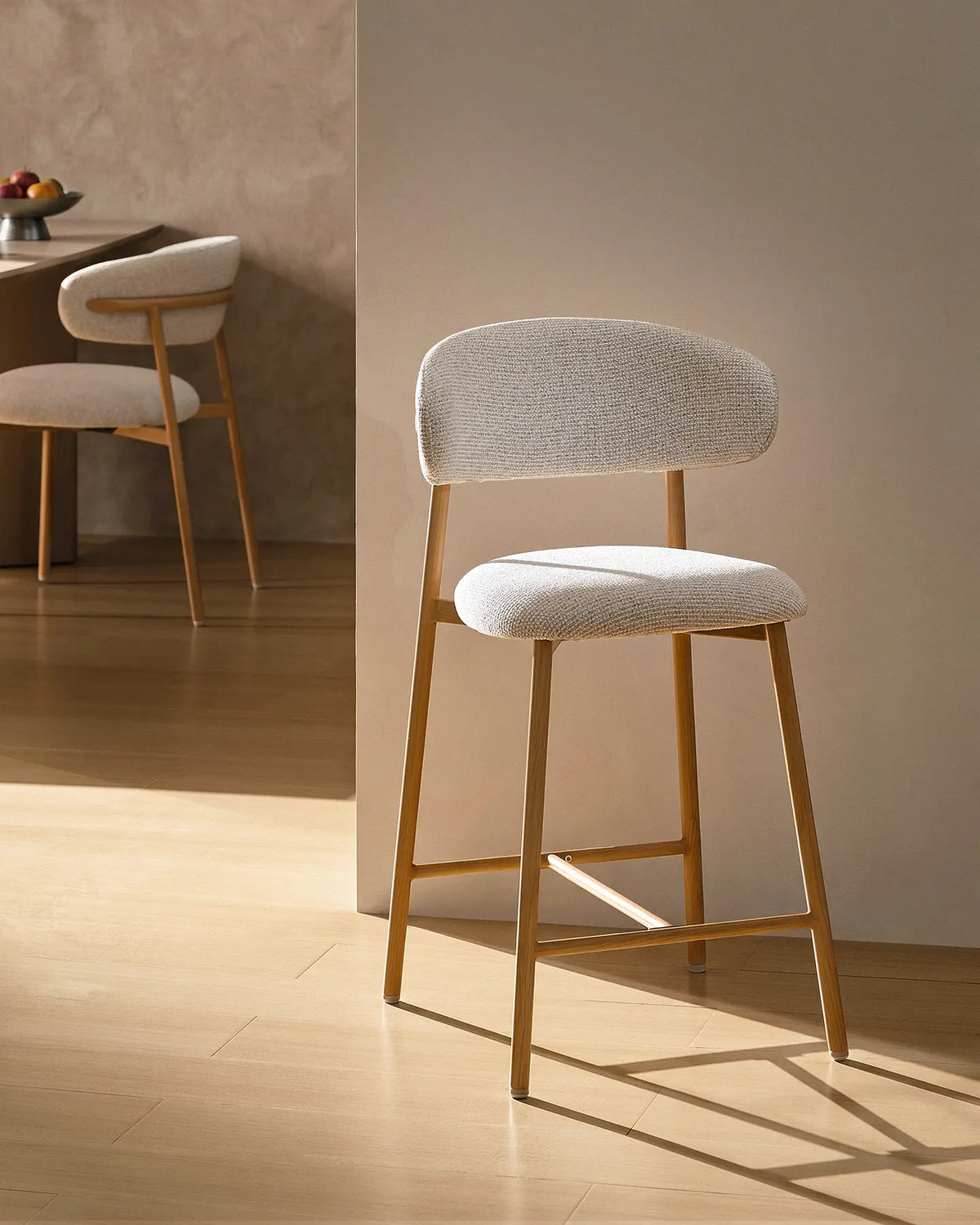 Rowan Oatmeal Chenille Bar Stools [65cm] [Pre-Order]-1