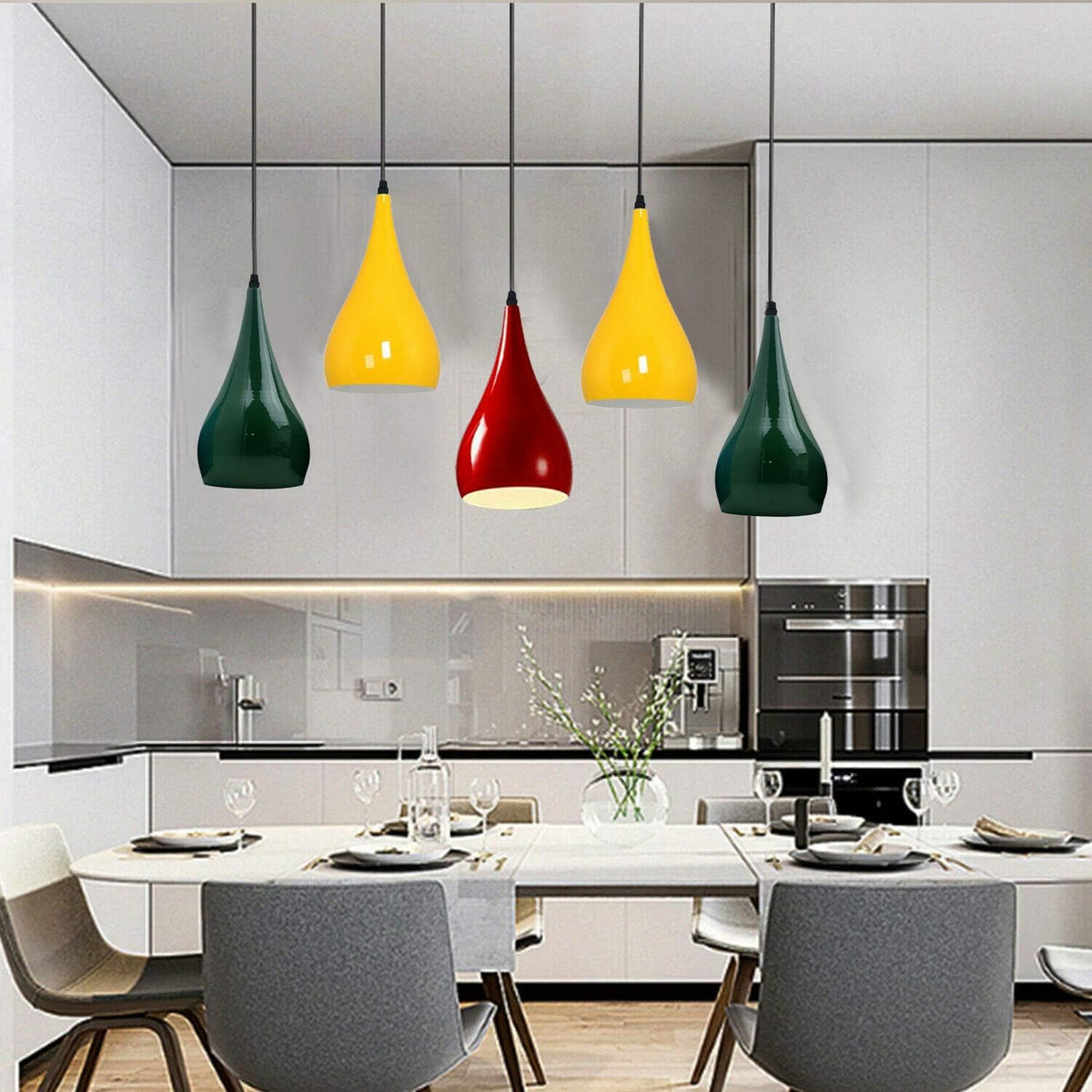 Colour Retro Dining Room Pendant Lamp E27 Vintage Metal Industrial Chandelier~1631-3