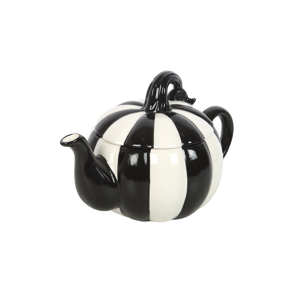Black and White Striped Pumpkin Teapot-1