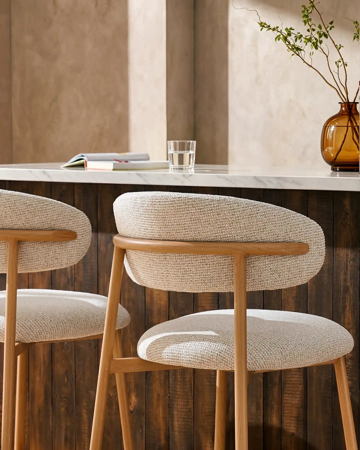 Rowan Oatmeal Chenille Bar Stools [65cm] [Pre-Order]-4