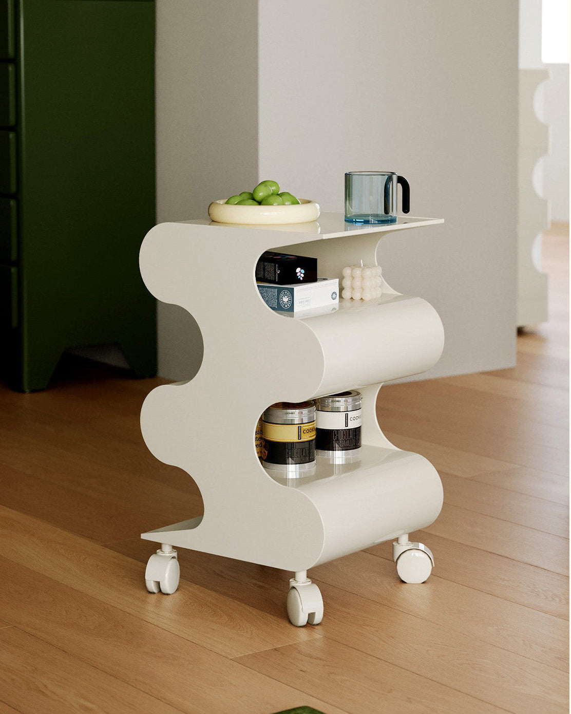 Modern Curved Rolling Cart-4