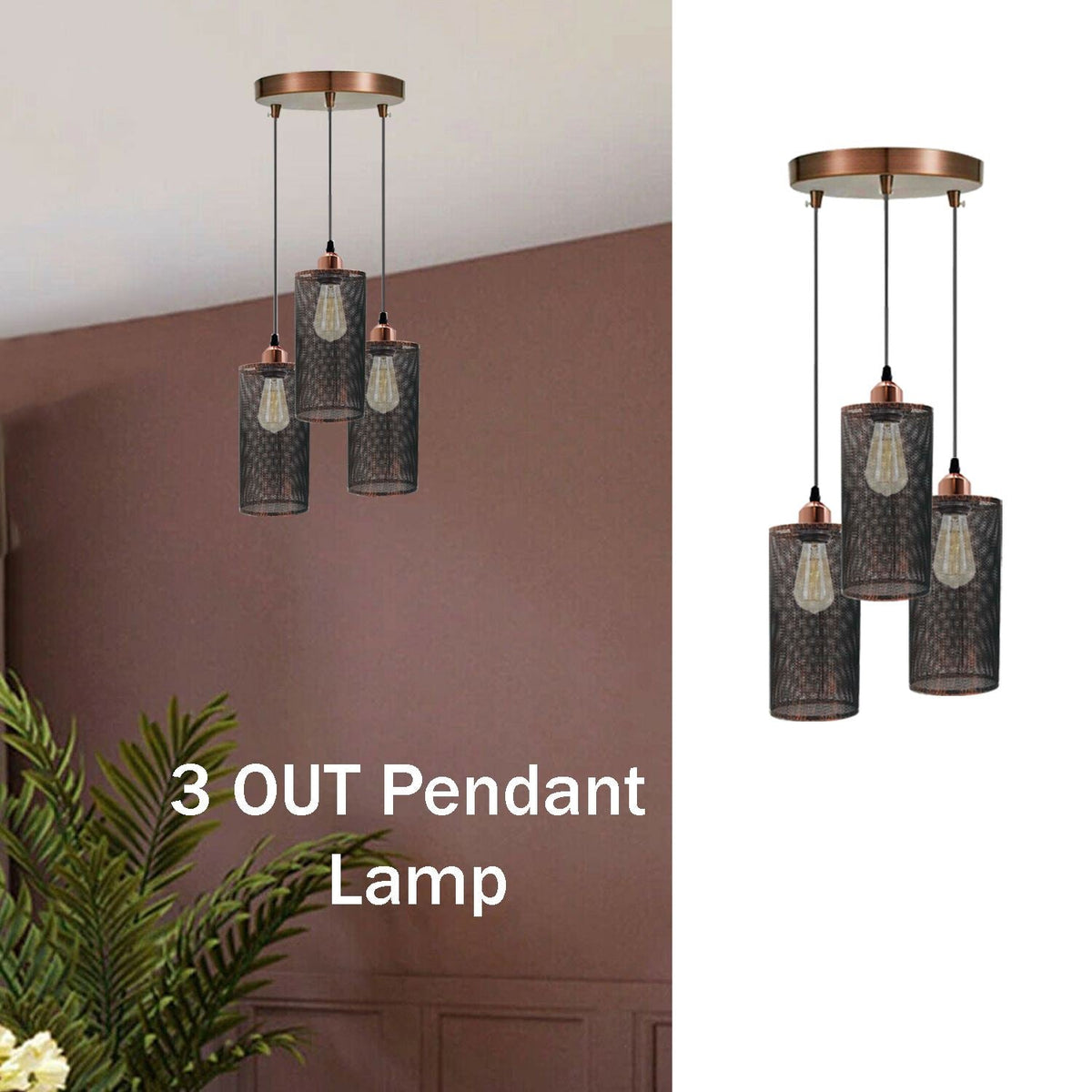 Light Hanging Pendant Light – E27 Base | Model 1188-3