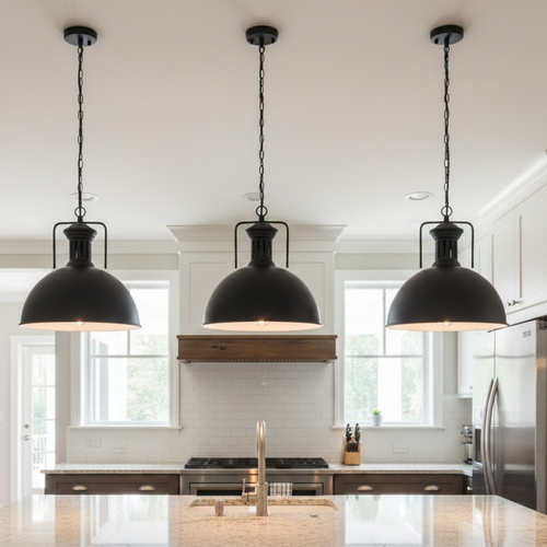 40cm Large Black Pendant Light With Chain ~6579-0