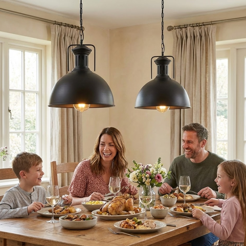 40cm Large Black Pendant Light With Chain ~6579-3