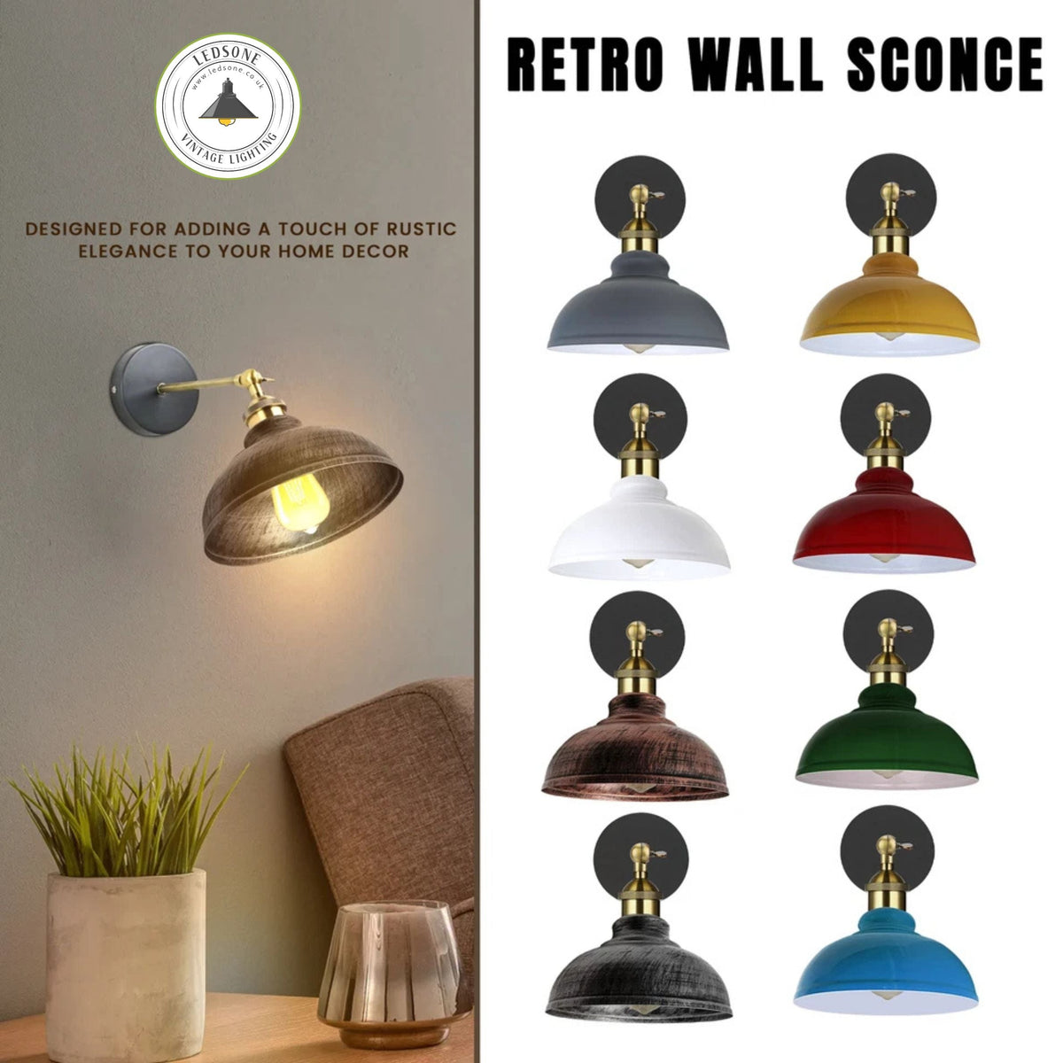 E27 Vintage Wall Sconces Swing arm 180∘Degree | Easy Fit ~1220-0