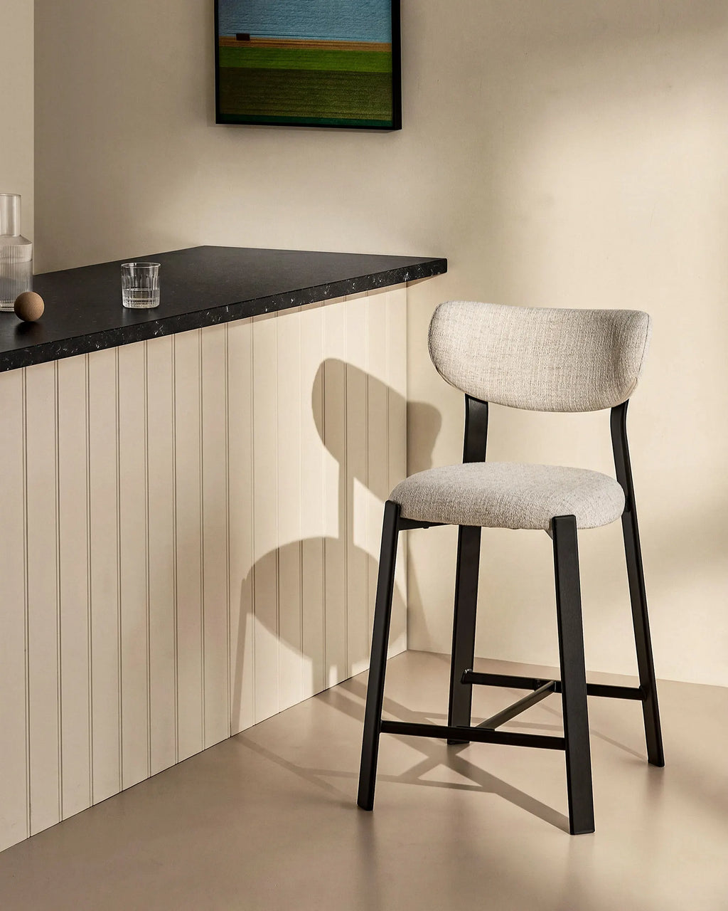 Bramley White Linen Blend Bar Stools [65cm][Set of 2]-1