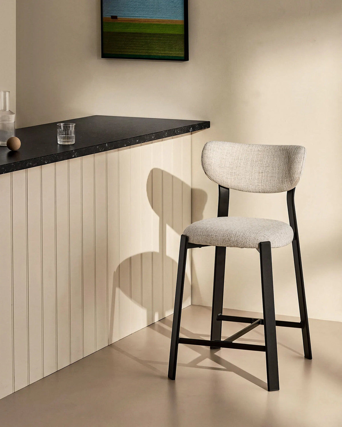 Bramley White Linen Blend Bar Stools [65cm][Set of 2]-1