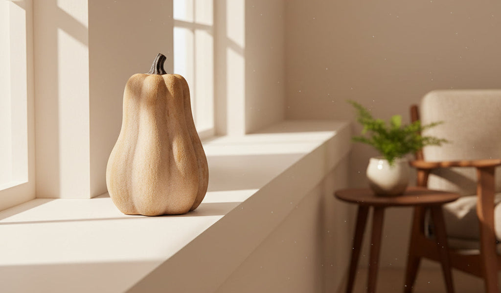 Pale Orange Tall Ceramic Pumpkin Ornament in Small-0