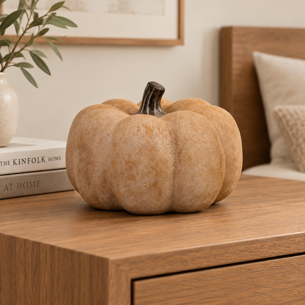 Pale Orange Large Ceramic Pumpkin Ornament-0
