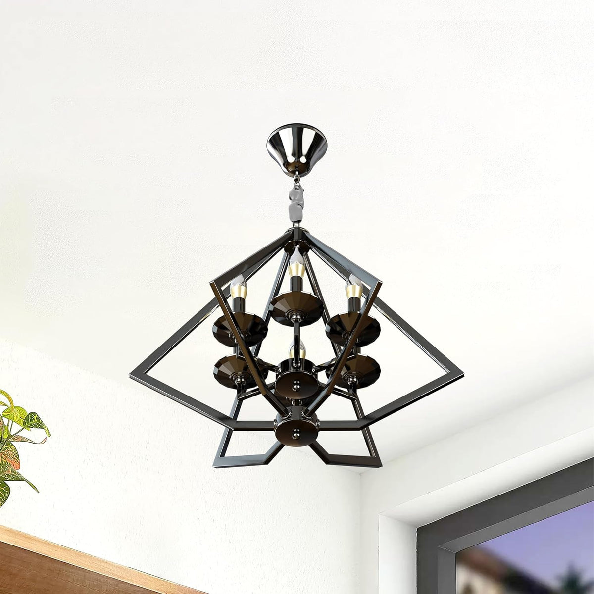 Diamond 6-Light Brushed Nickel Chandelier And Pendant Lights ~ 4624-1
