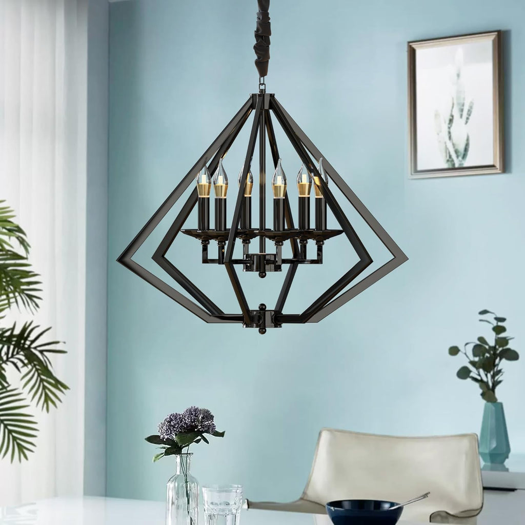 Diamond 6-Light Brushed Nickel Chandelier And Pendant Lights ~ 4624-3