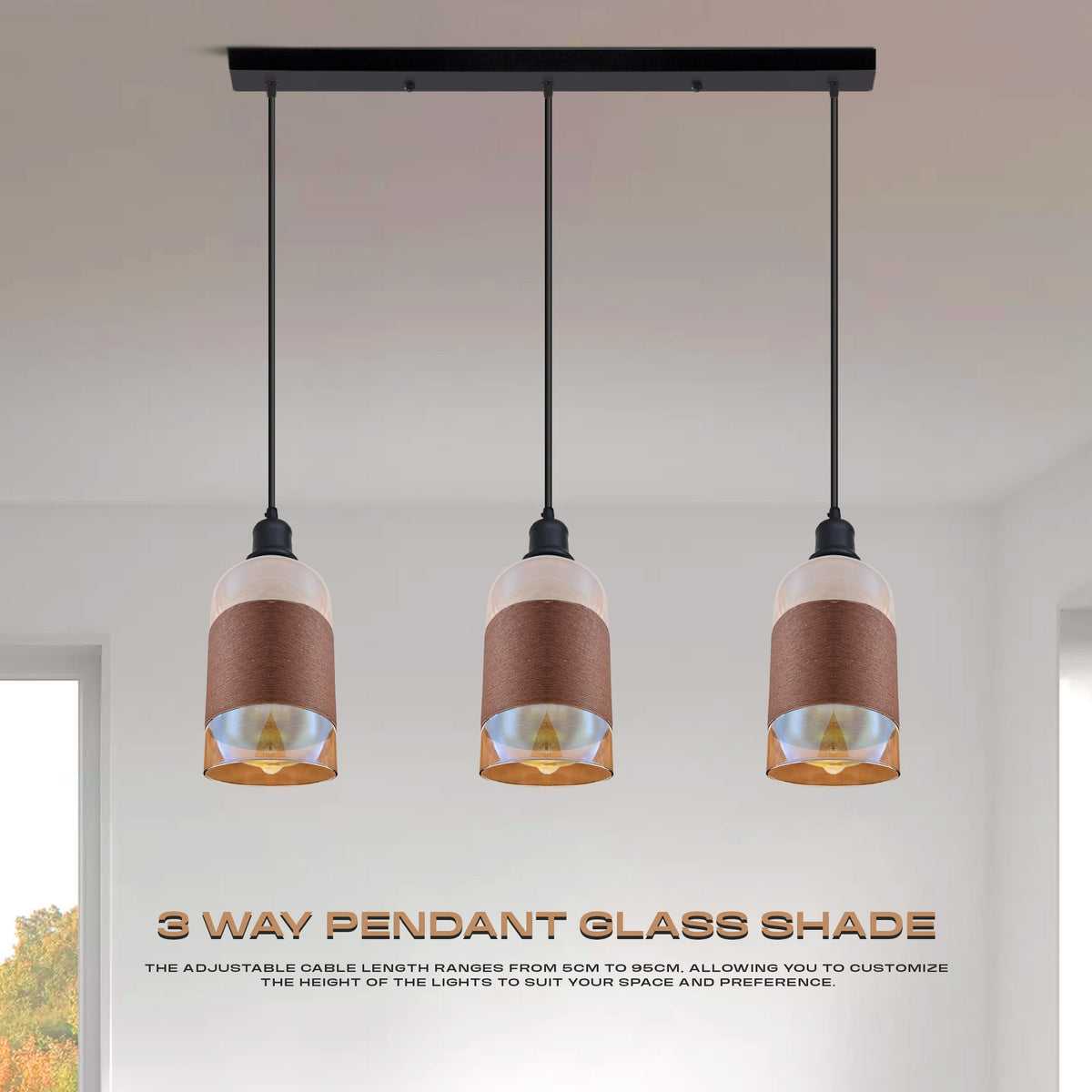 Crystal Pendant Light – 3-Way Floral Glass | LEDSone UK ~6430-0