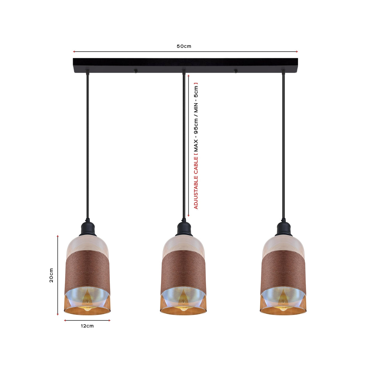 Crystal Pendant Light – 3-Way Floral Glass | LEDSone UK ~6430-4