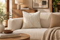 Luxury Jacquard Silk Cushion Cover with Gold Abstract Embroidery - 45x45 cm-0