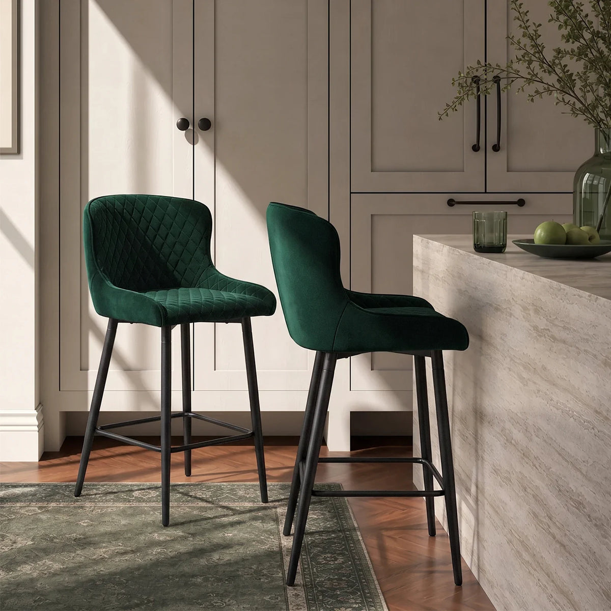 Dundas Velvet Bar Stools [65cm] [Set of 2]-1