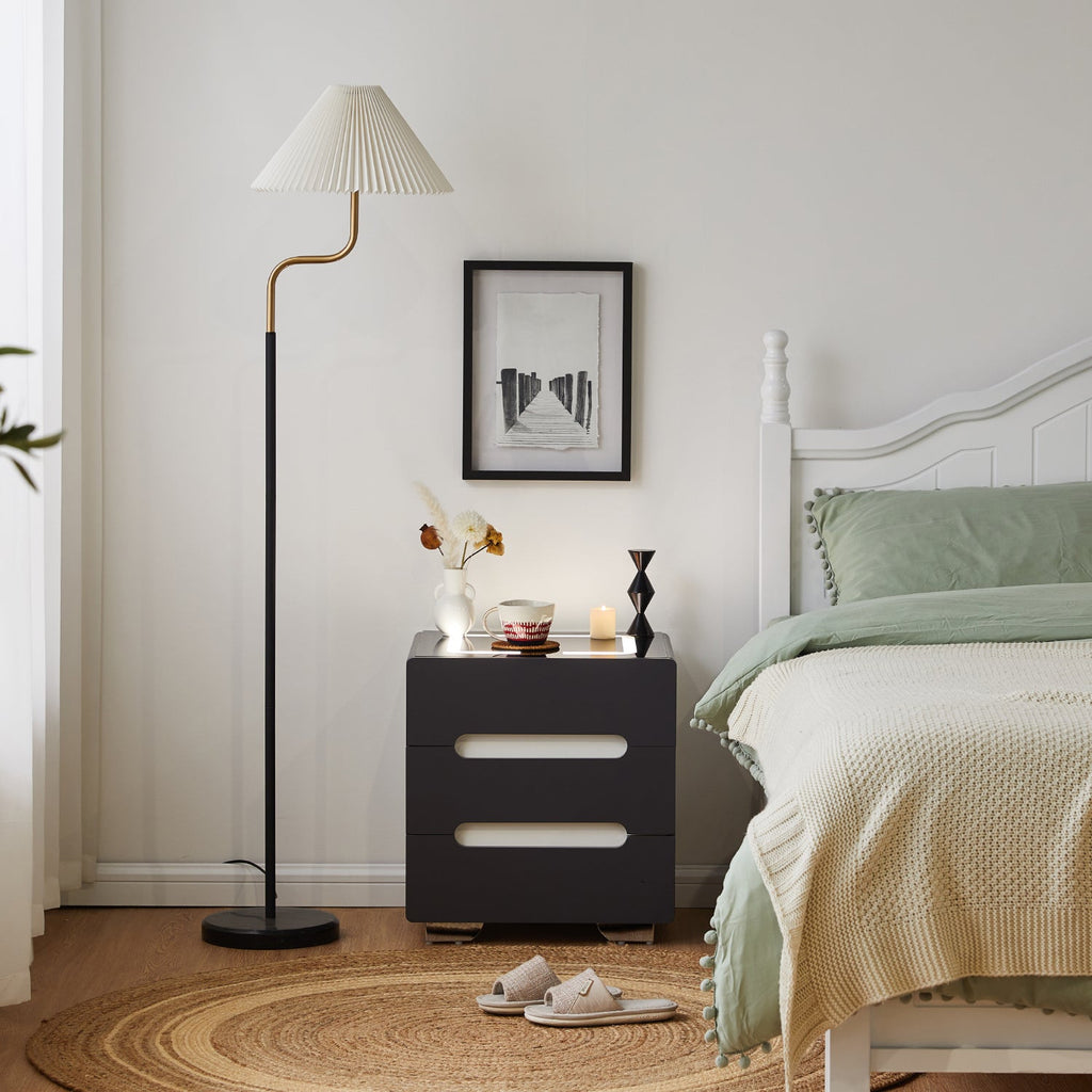 Erinn LED Light Bedside Table [2/3 Drawers][Charging Station][Nightstand]-1