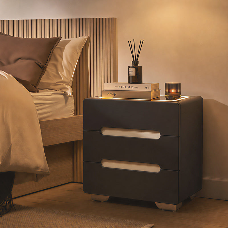 Erinn LED Light Bedside Table [2/3 Drawers][Charging Station][Nightstand]-0