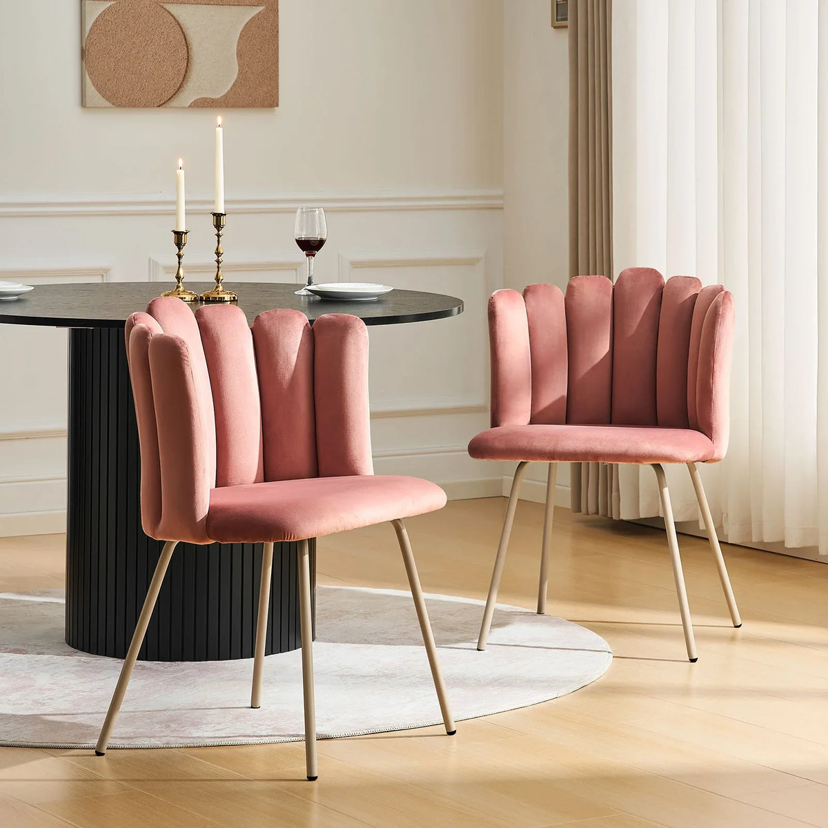 Fleur Pink Velvet Side Chair-3