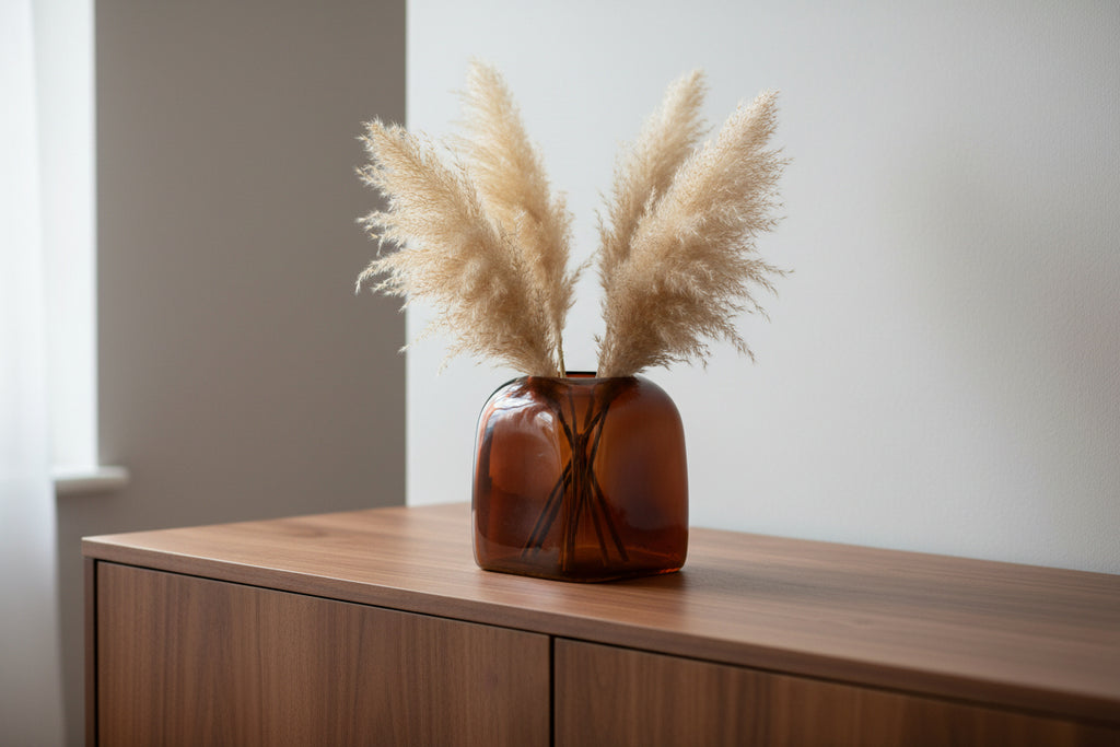 Burnt Amber Square Bubble Vase H18cm x 16cm x 16cm-0
