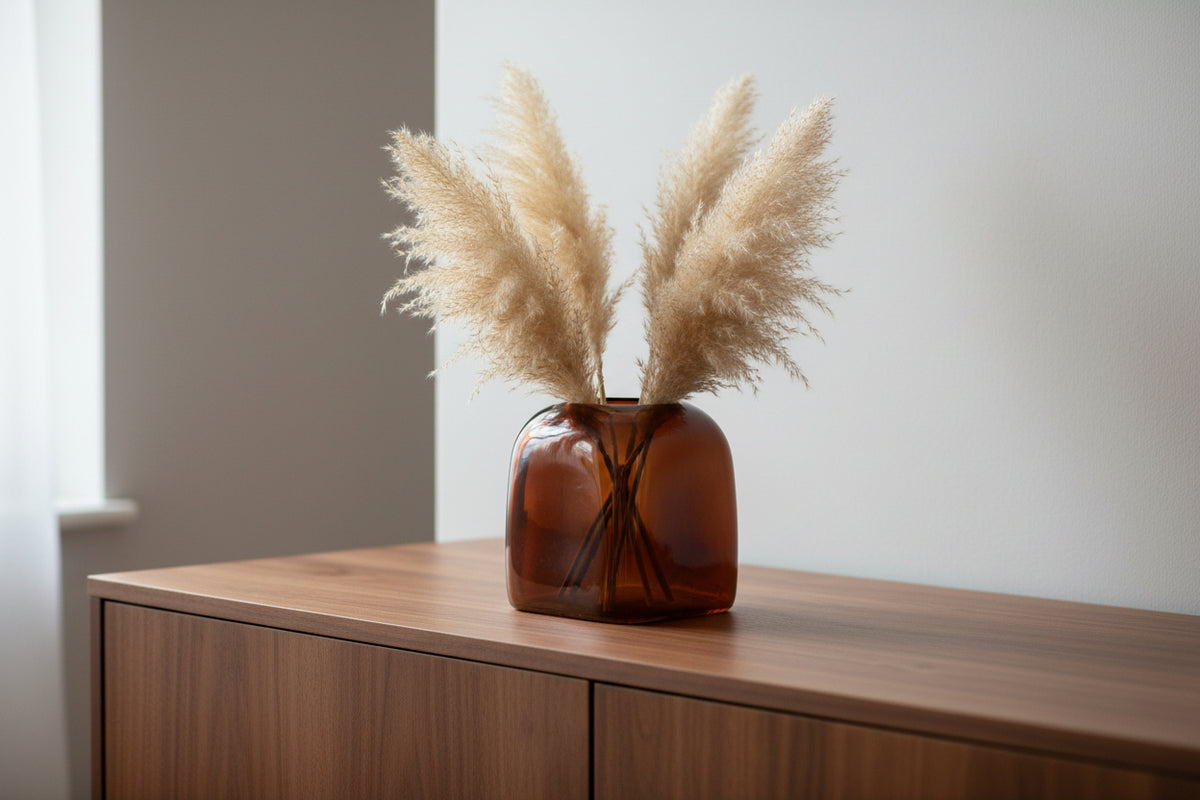 Burnt Amber Square Bubble Vase H18cm x 16cm x 16cm-0