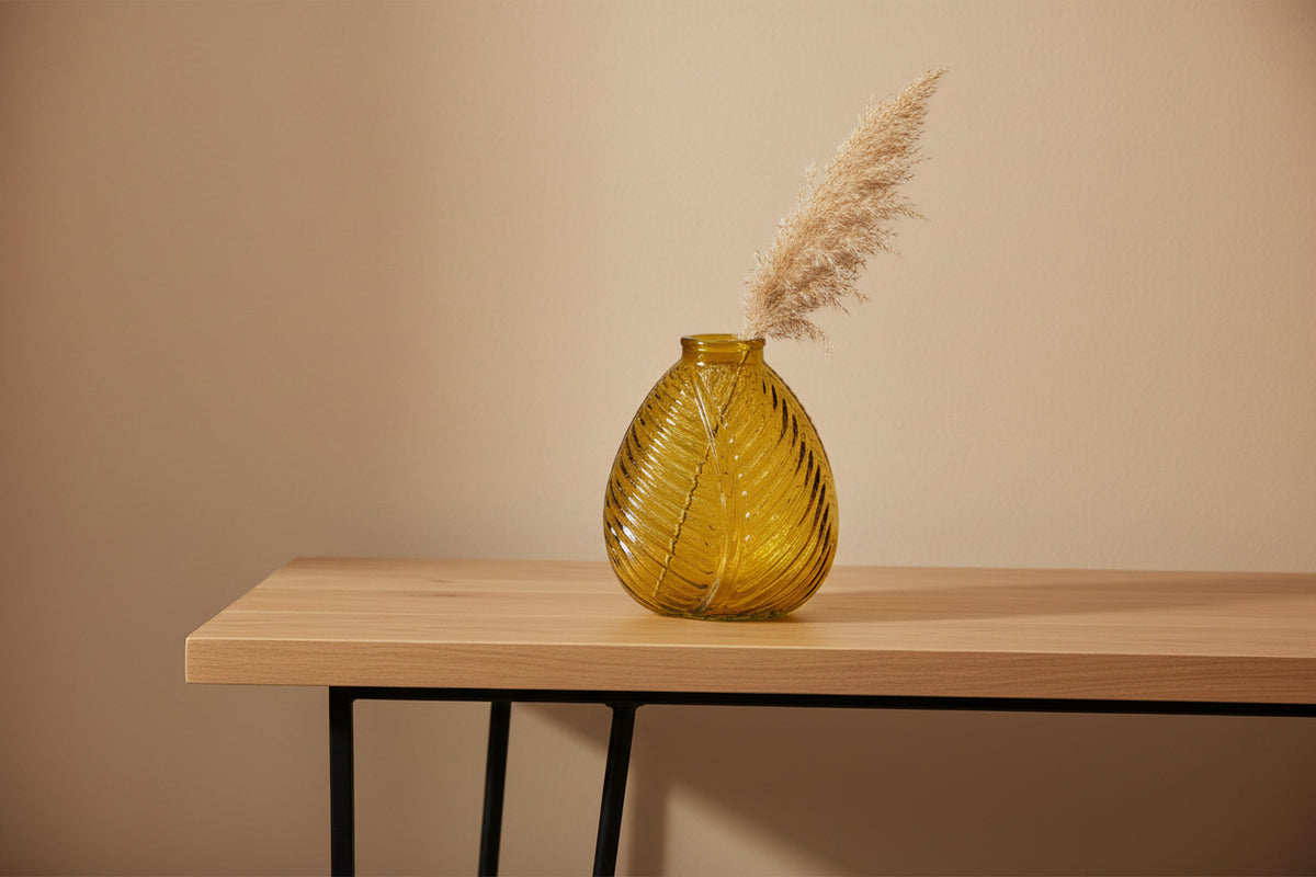 Yellow Glass Leaf Bottle-0