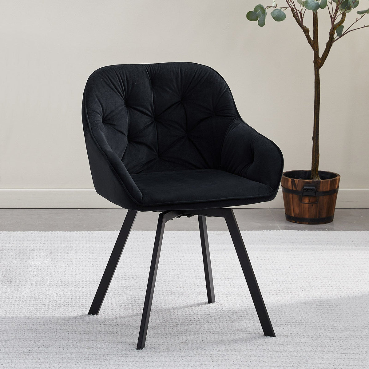 Garvies Velvet Swivel Dining Chairs-5