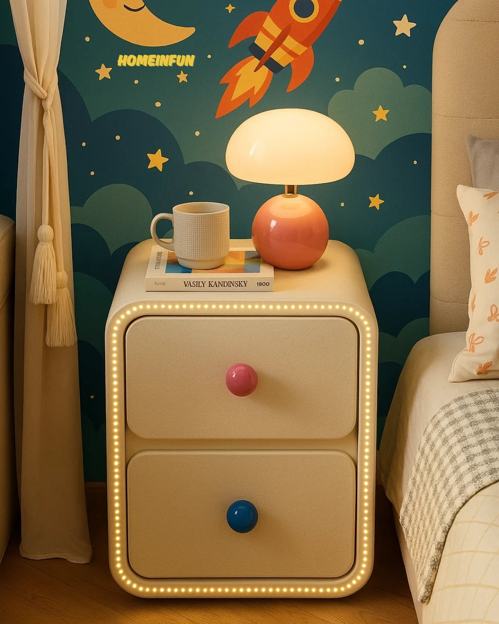 Playful Bedside Narrow Cabinet-3