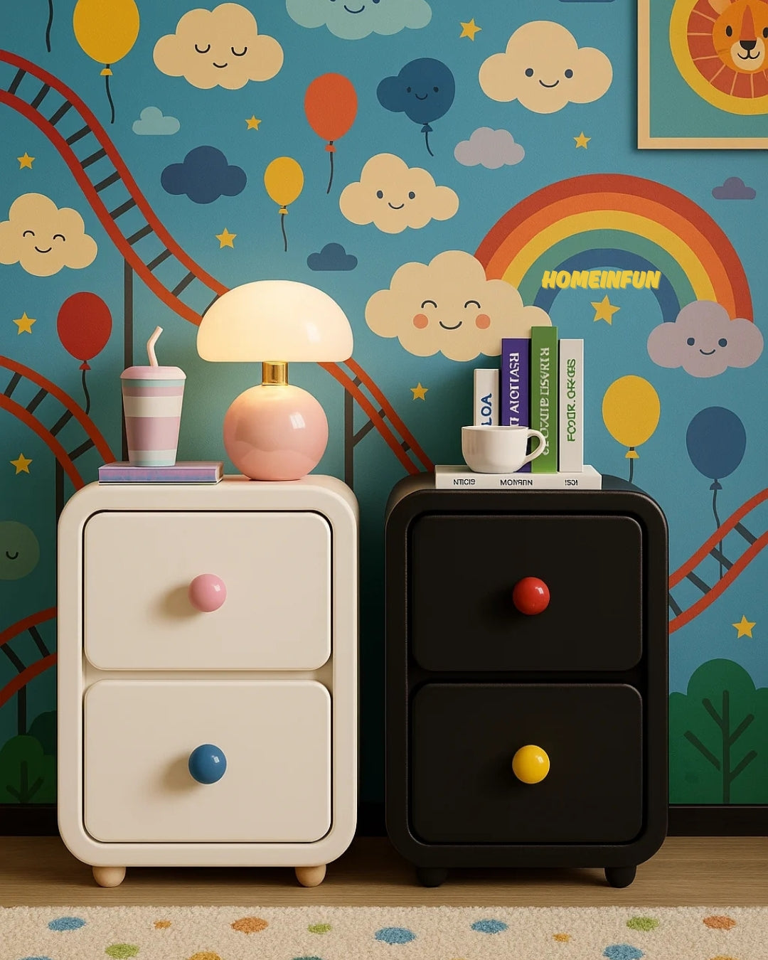 Playful Bedside Narrow Cabinet-5