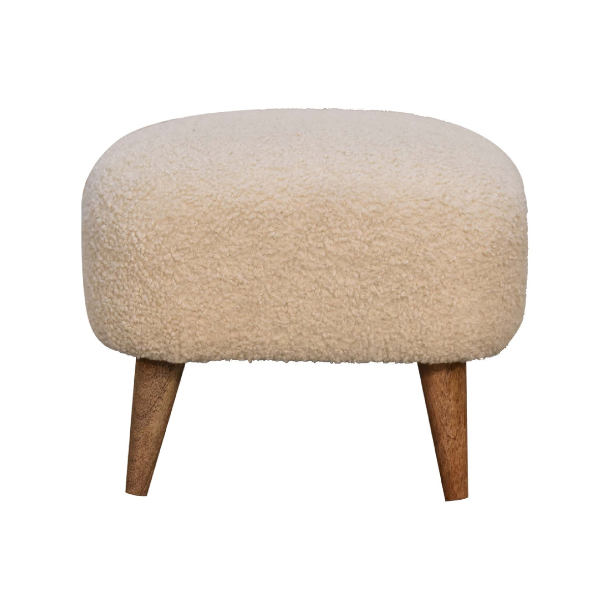 Boucle Cream Square Footstool for resale-0