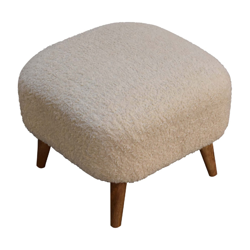 bulk Boucle Cream Square Footstool for resale-8