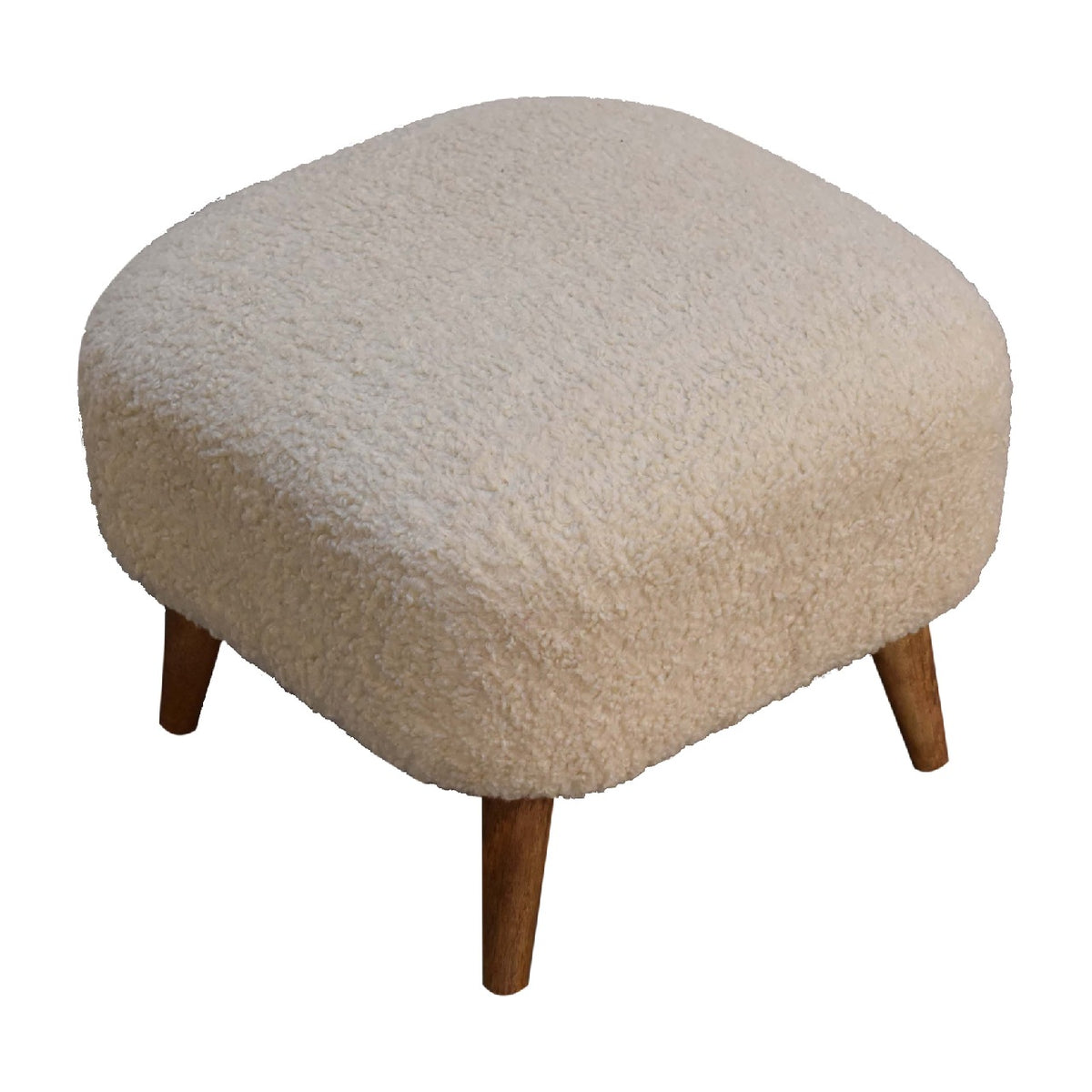 bulk Boucle Cream Square Footstool for resale-8