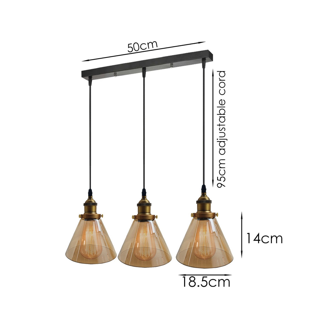Industrial Retro Pendant Light Suspended Cluster Lights Style Glass Lamp Shade~2605-1