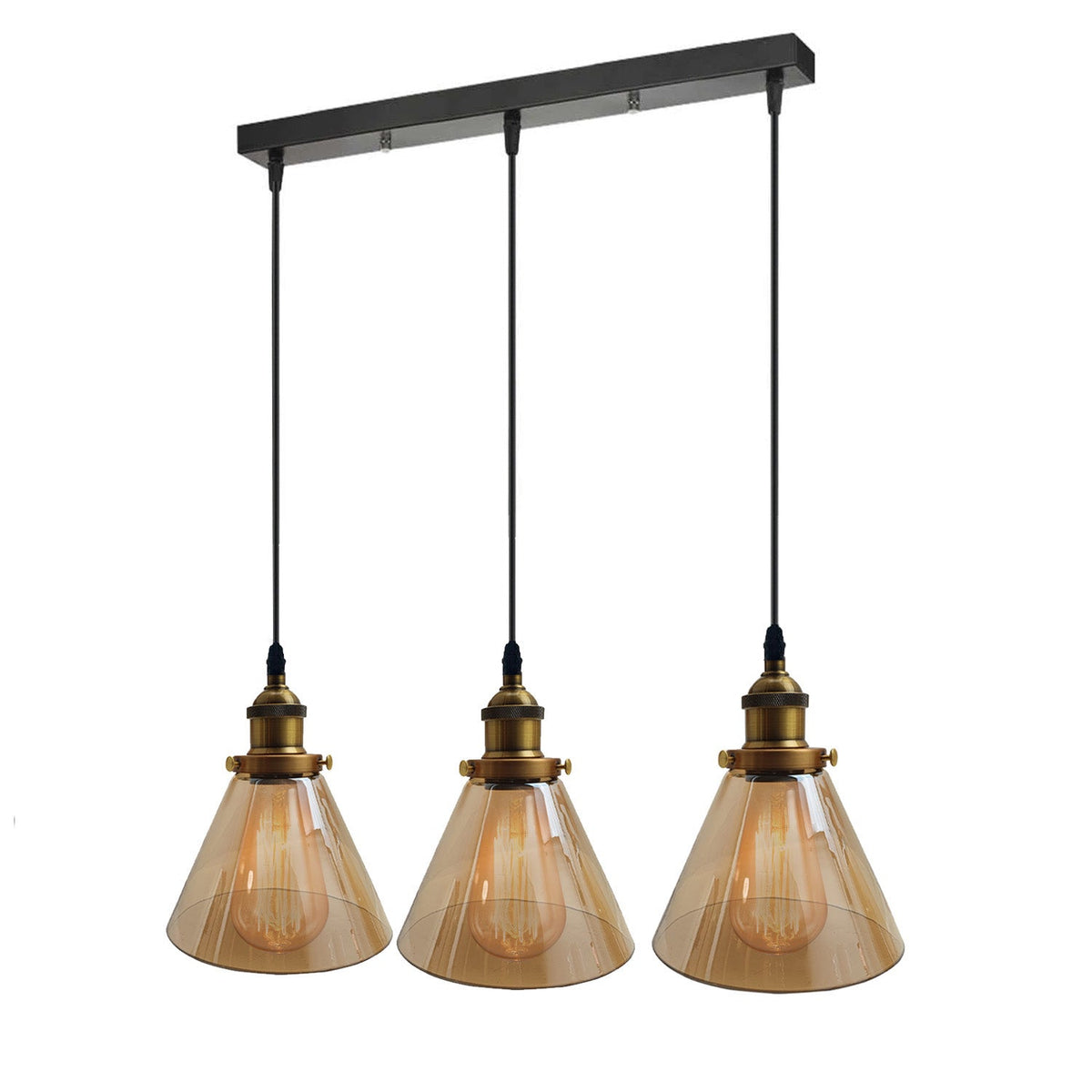 Industrial Retro Pendant Light Suspended Cluster Lights Style Glass Lamp Shade~2605-2