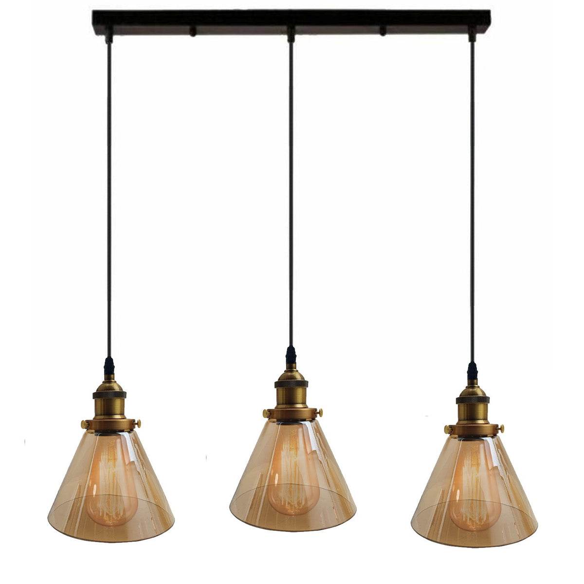Industrial Retro Pendant Light Suspended Cluster Lights Style Glass Lamp Shade~2605-3