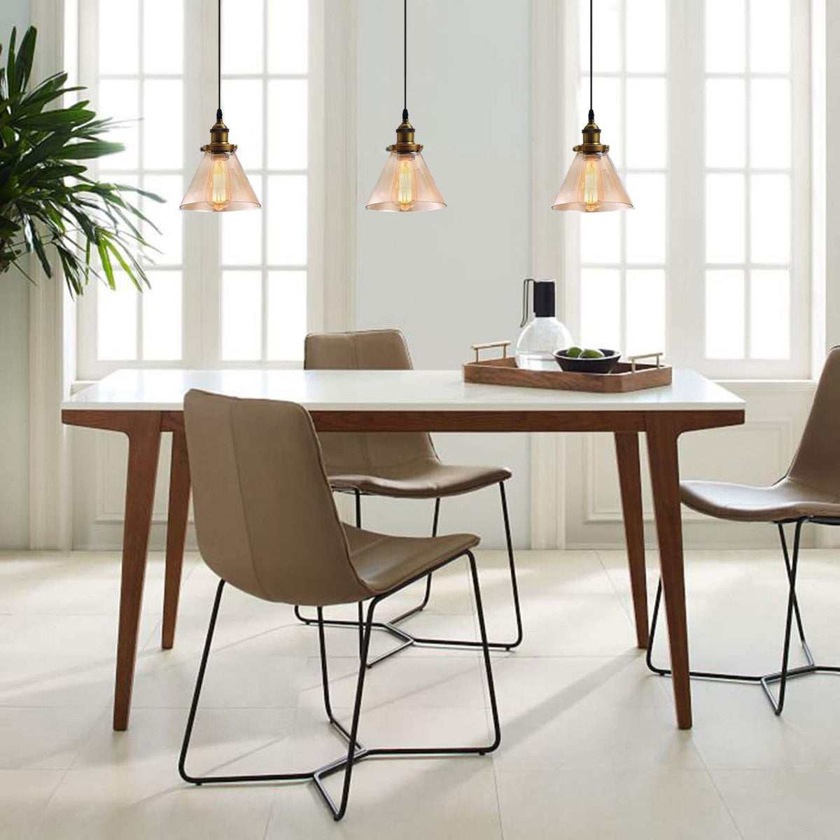 Industrial Retro Pendant Light Suspended Cluster Lights Style Glass Lamp Shade~2605-4
