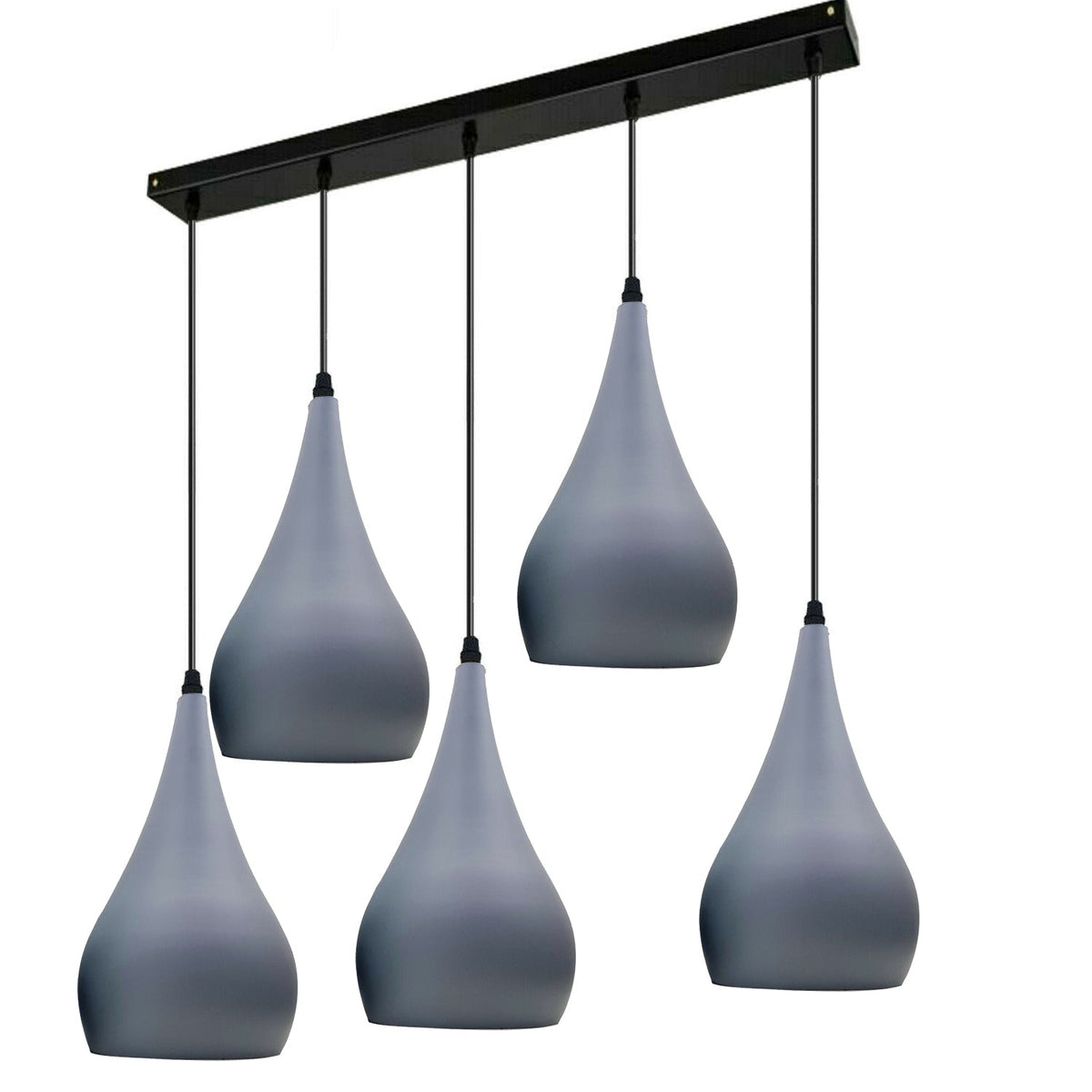5-Light Teardrop Kitchen Island Bar Pendant Light Fitting in Grey~1626-0
