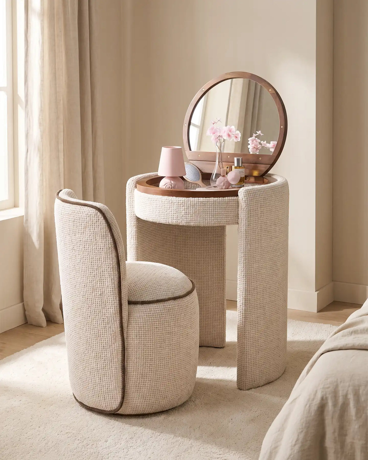 Mina Upholstered Dressing Table Set-0