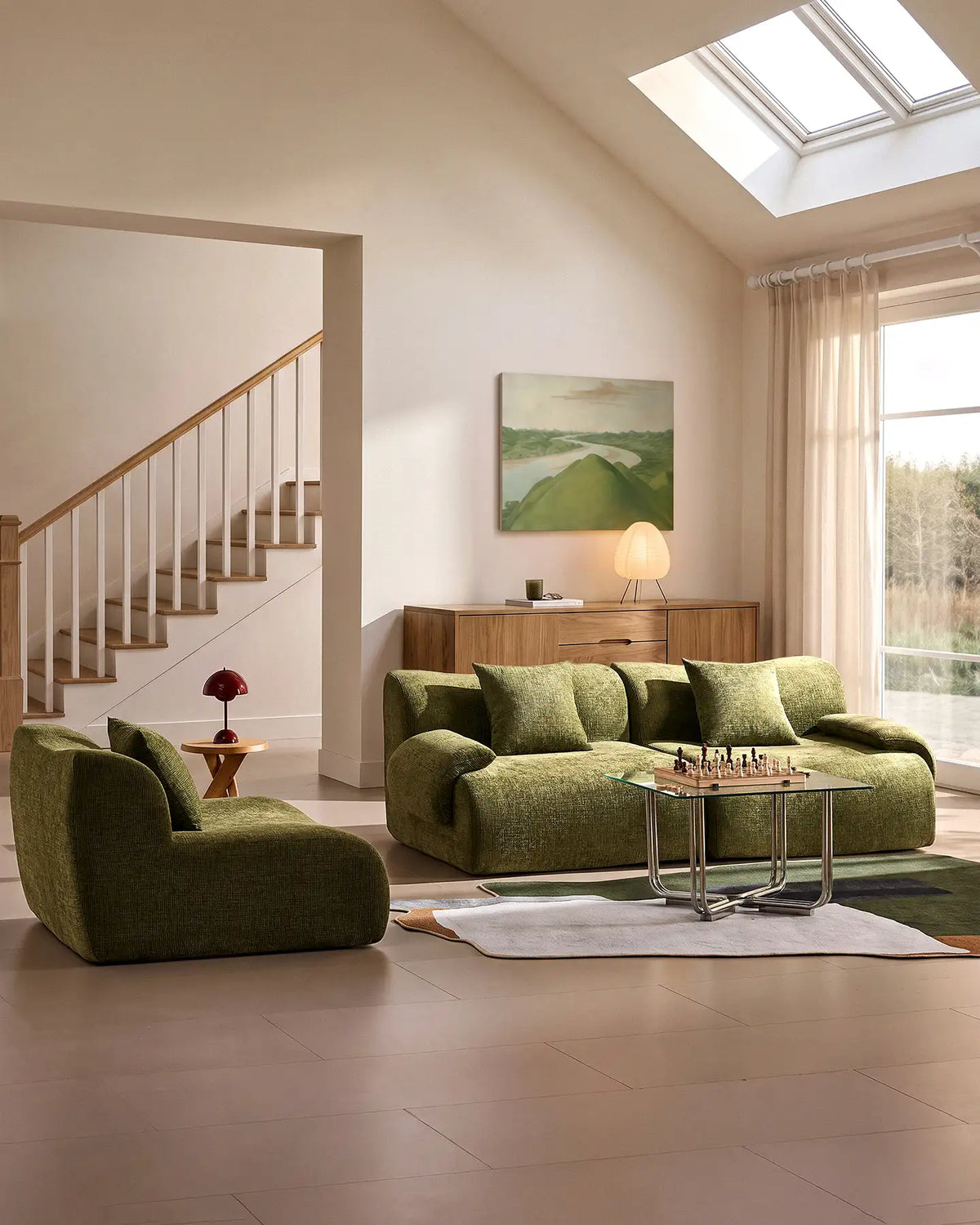 Nola Green Chenille Vacuum-Packed Modular Sofa-4