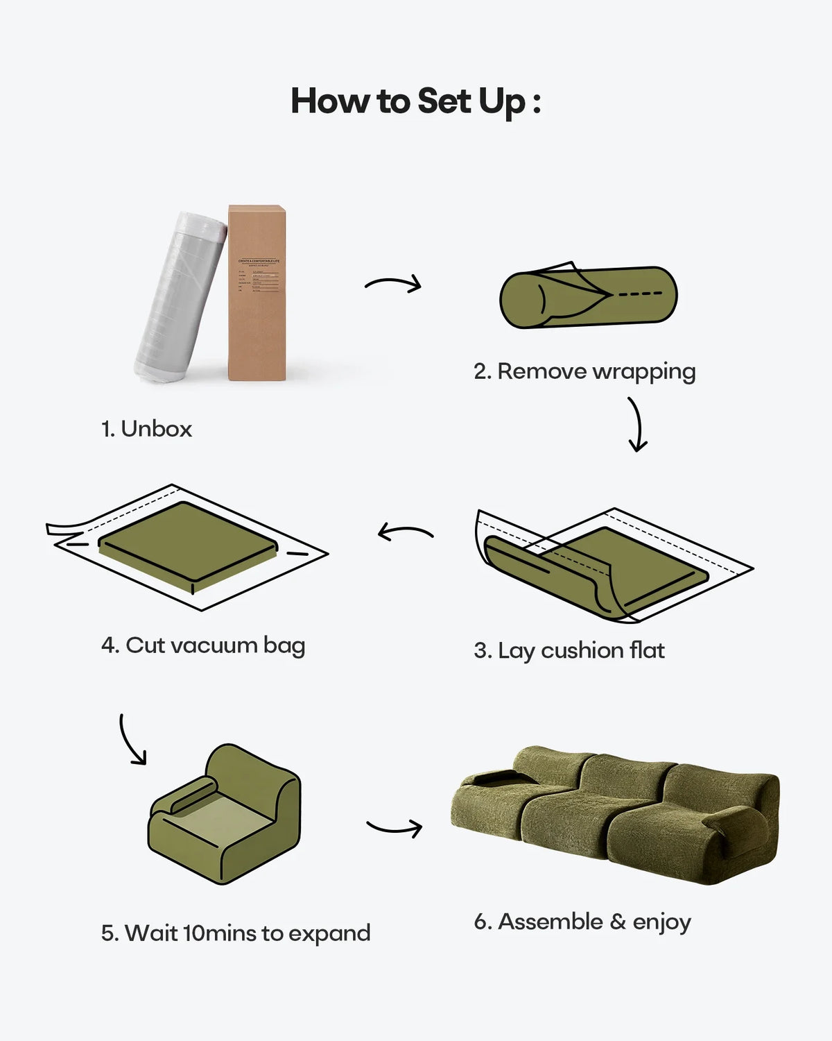 Nola Green Chenille Vacuum-Packed Modular Sofa-2