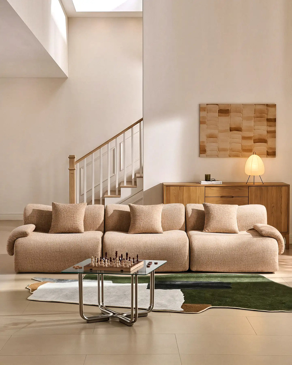 Nola Khaki Chenille Vacuum-Packed Modular Sofa-0
