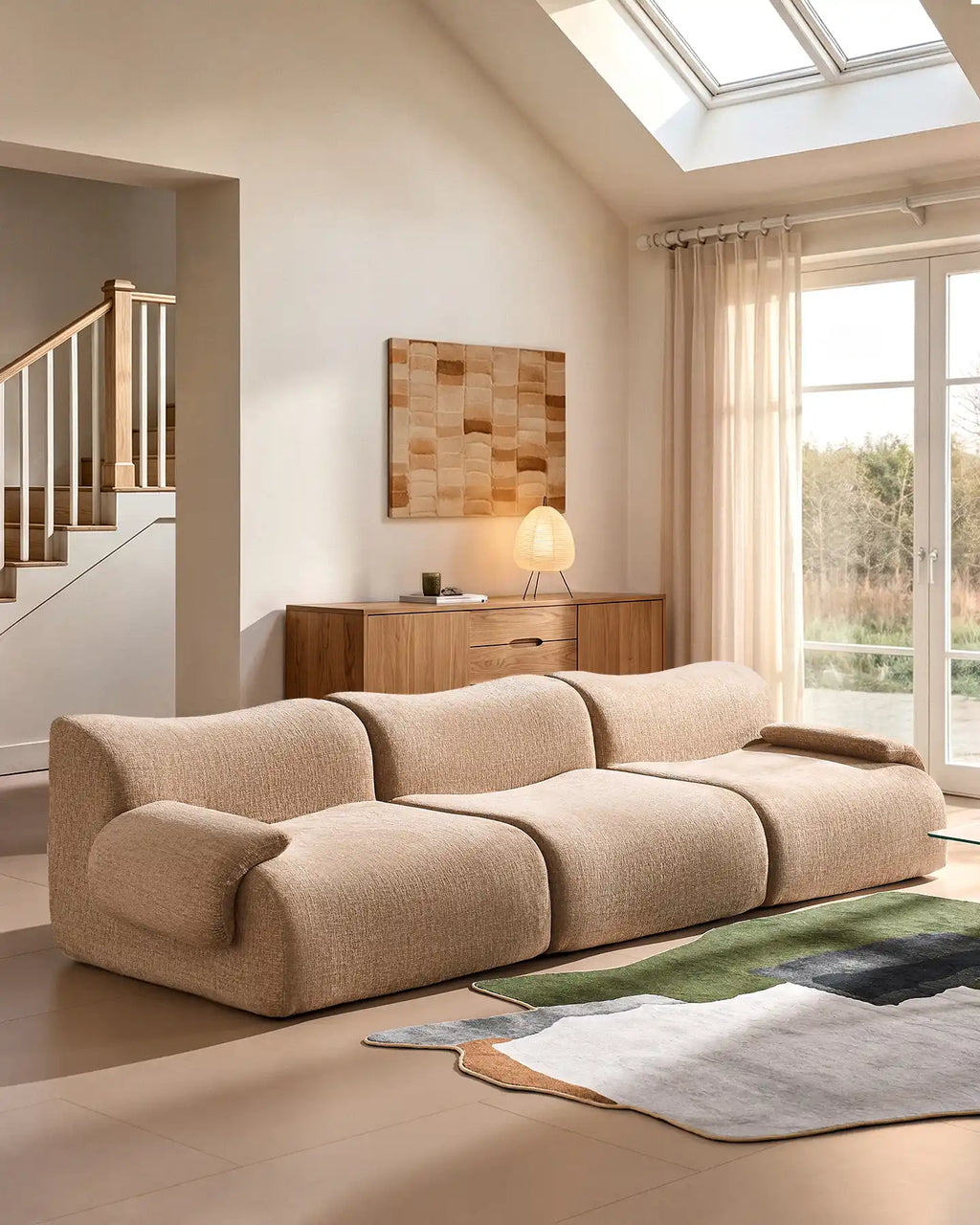 Nola Khaki Chenille Vacuum-Packed Modular Sofa-3