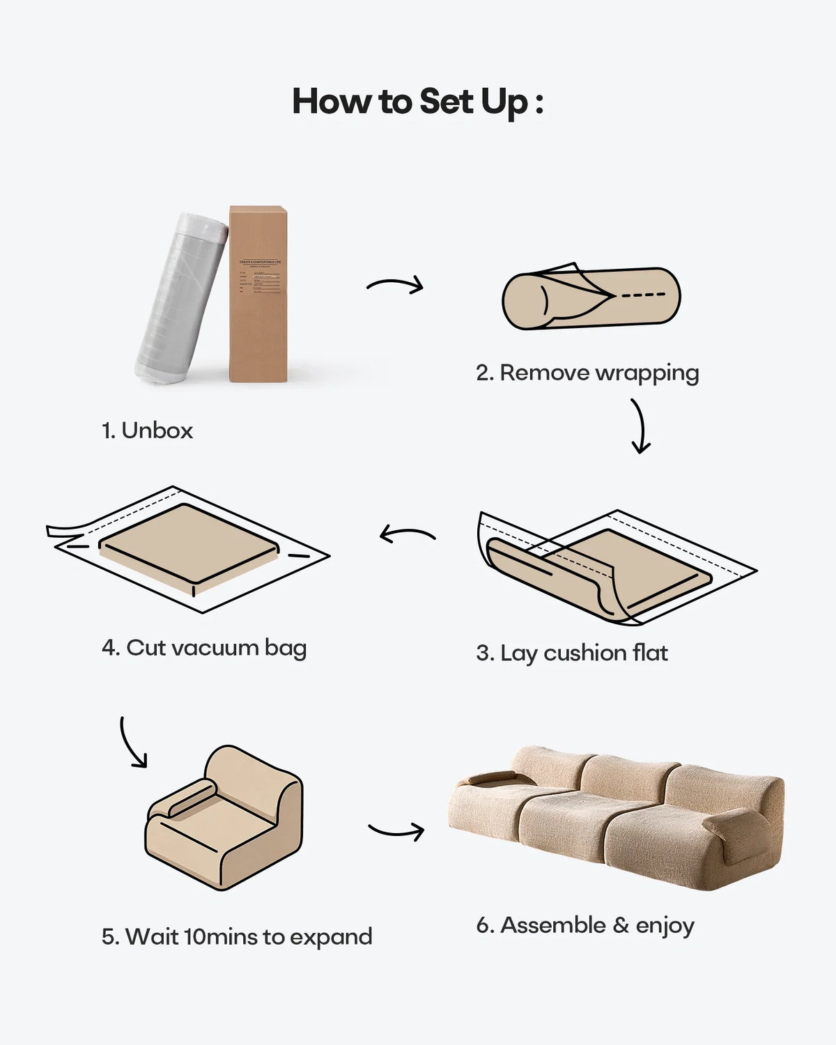 Nola Khaki Chenille Vacuum-Packed Modular Sofa-2