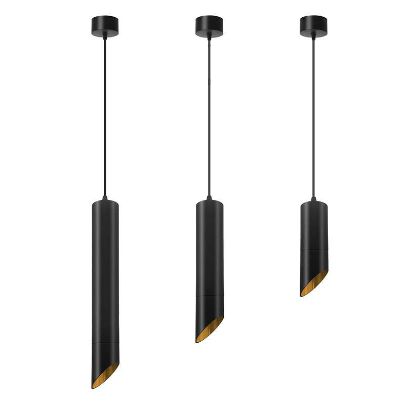 Black Inner Gold GU10 Tube Pendant Light 20cm/30cm/40cm~4593-2