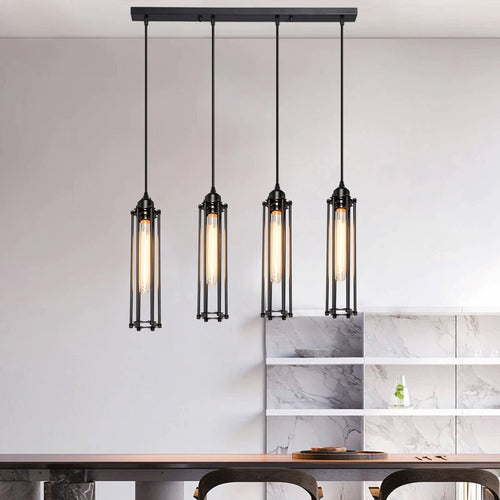 Black 4 Light Cage Ceiling Light ~1495-0