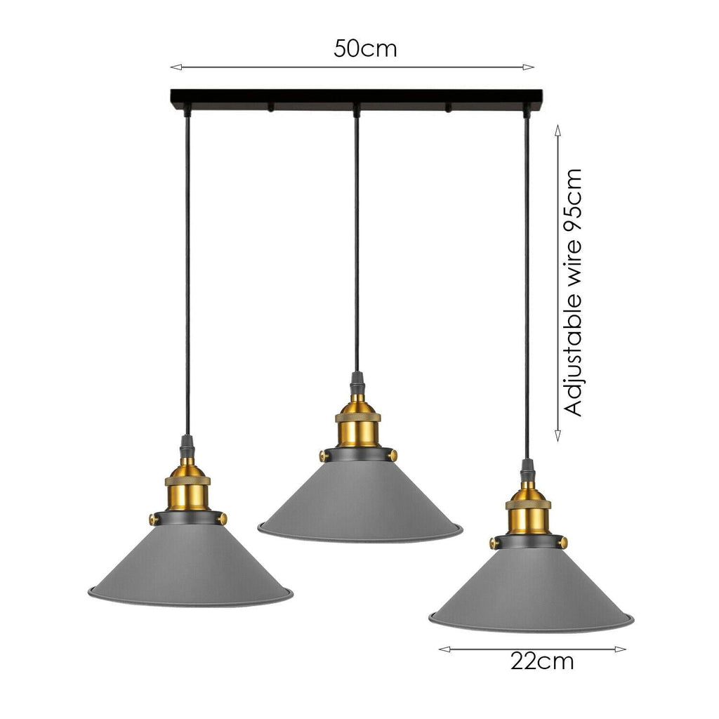 Vintage 3-Light Pendant Lamp Hanging Light Fixture ~1301-4