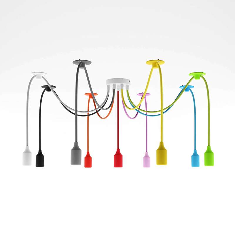 9-Head Spider Pendant Light – Multi-Colour Swag Hook Plug-In Lighting ~4667-5