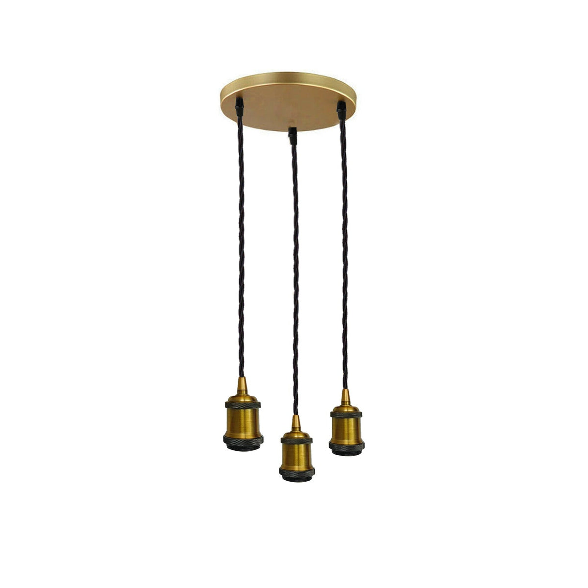 3 Head Pendant Braided Fabric Flex Lamp Holder Fitting Black finish~1283-2