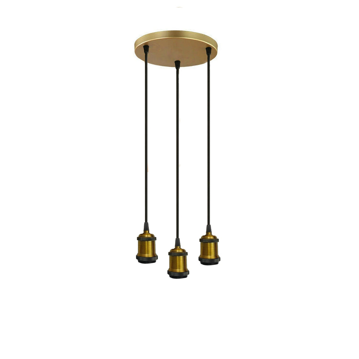 3 Head Pendant Braided Fabric Flex Lamp Holder Fitting Black finish~1283-4